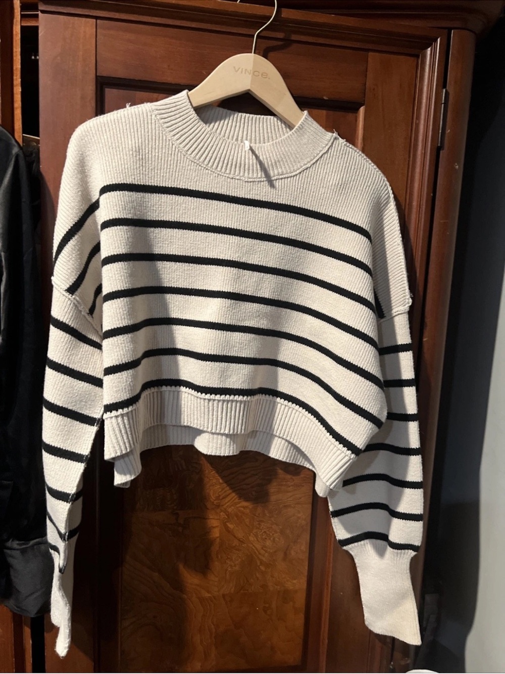 Free People easy street crop stripe sweater in pearl combo oversized
